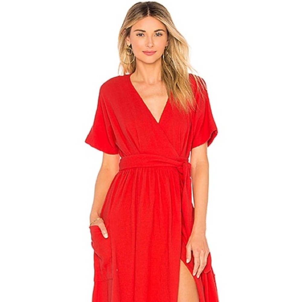 Mara Hoffman Ingrid Wrap Dress in Red M
